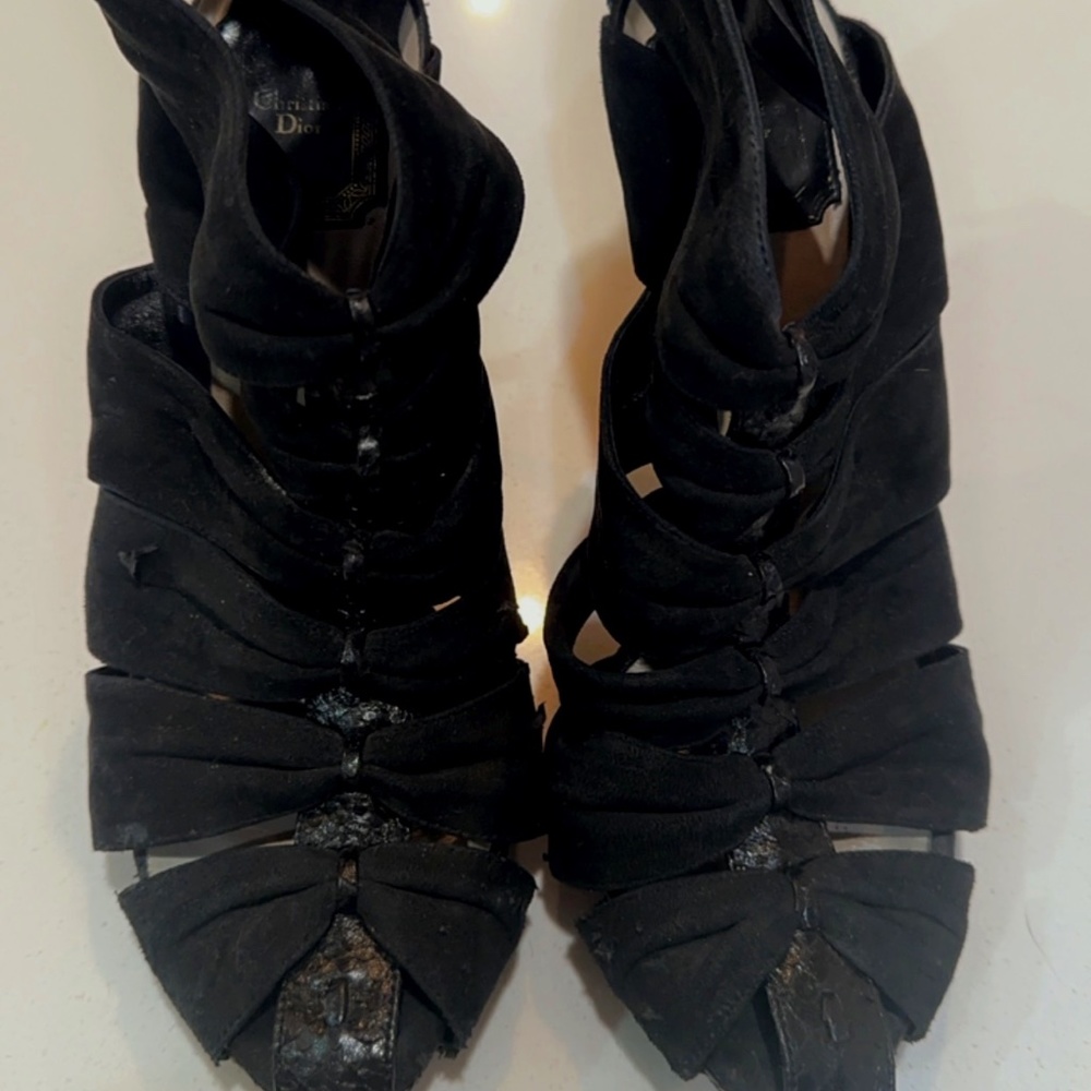 Christian Dior Vintage Black Suede Heels Size 37